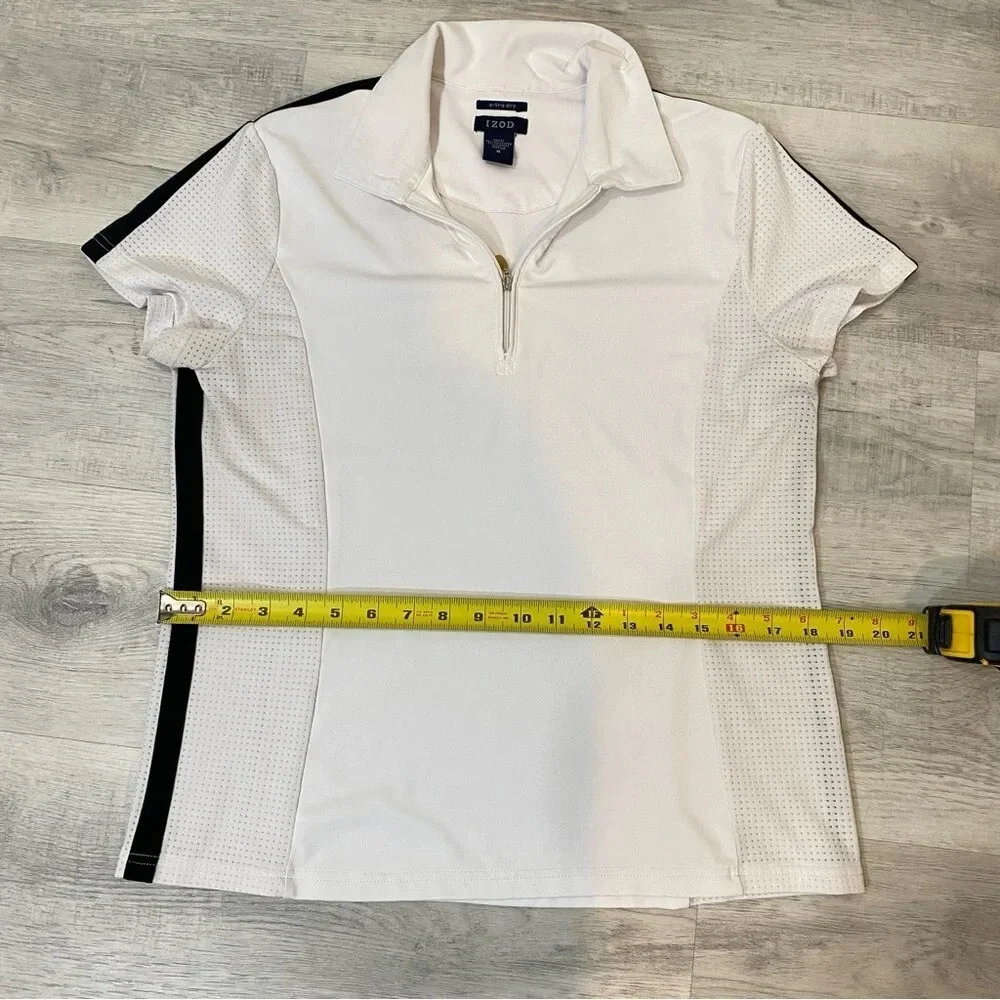 IZOD x-tra dry 1/4 Zip White and Black Polo Shirt Size M - Picture 9 of 16